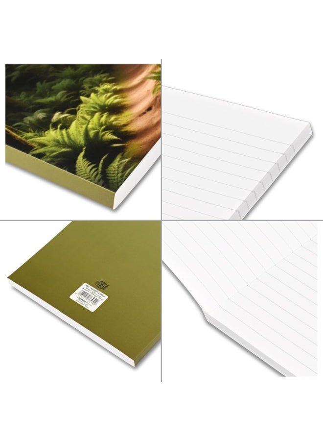 FIS® Soft Cover Notebook, A5 Size(148x210mm), 96 Sheets, Single Line Ruling, White Paper, Packet of 5 Pieces, Green Forest Cover Design 3-FSNBSCA596D3 - Image 2